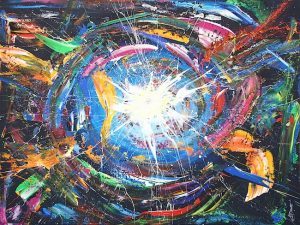 Contemporary-Artist-Abraham_Danso_Ytilibissop#1_mix-media- acrylic & phosphorus-pigment on 120cm x 160cm canvas.